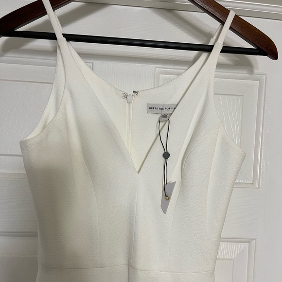 DRESS THE POPULATION Iris Slit Plunge White Gown Dress size XS - Picture 8 of 8